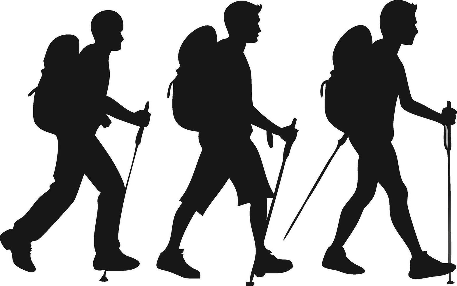 Hikers Trekking Silhouette Adventure Backpacking Outdoor Activity vector