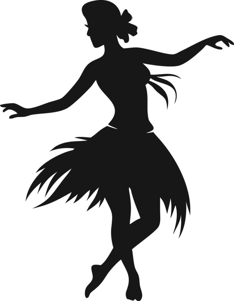 Hawaiian Dancer Silhouette Performing Hula Dance vector