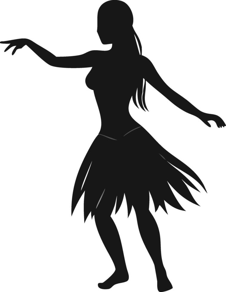 Hula Dancer Silhouette In Traditional Dress vector