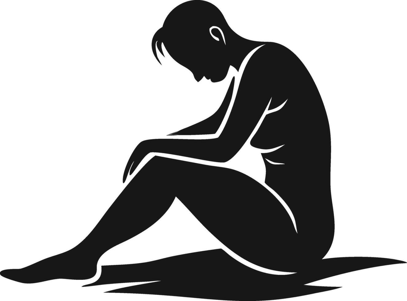 Lonely Woman Monochrome Minimalist Illustration vector