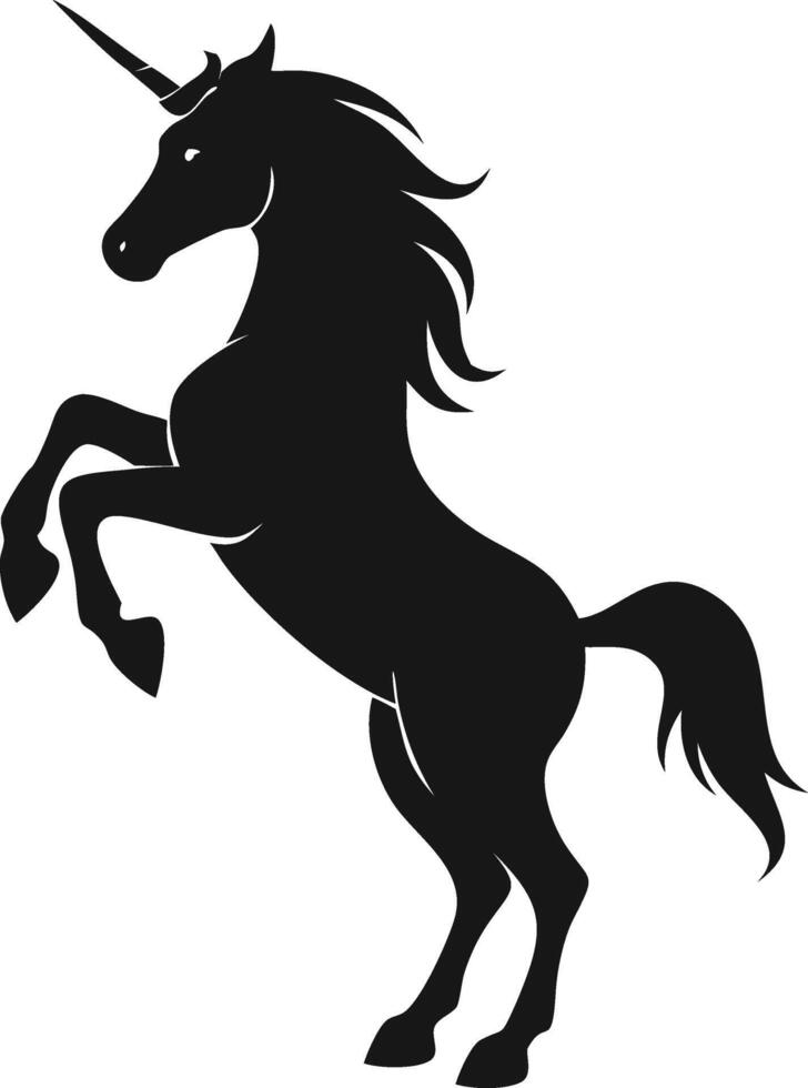 Rearing Unicorn Silhouette Black And White Artwork vector