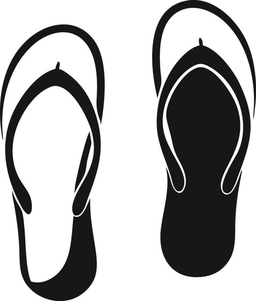 Pair Of Black And White Flip Flops vector