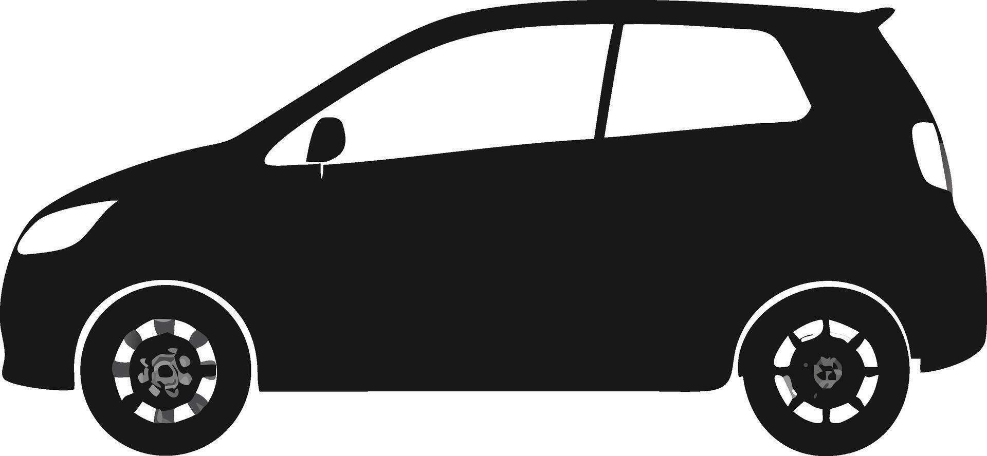 Silhouette Of A Small Black Compact Car vector