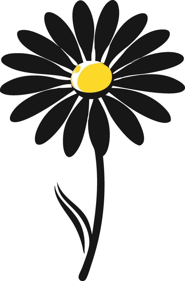Simple Black Daisy Flower Graphic Illustration vector