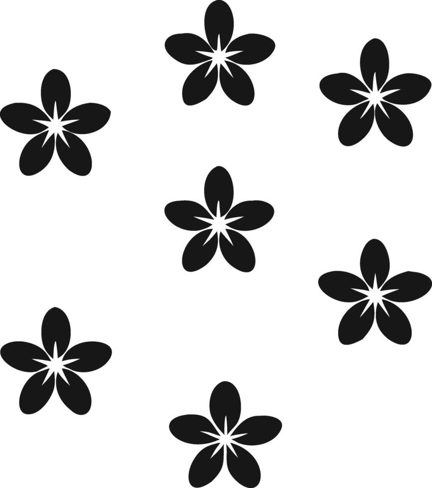 Simple Black Flower Silhouettes On White vector