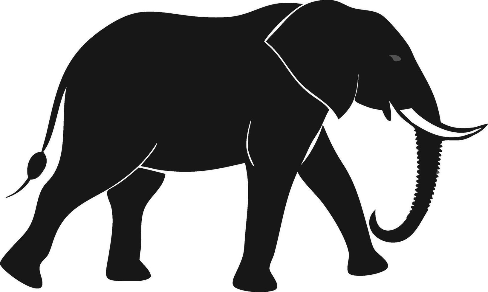 Silhouette Of A Walking African Elephant vector