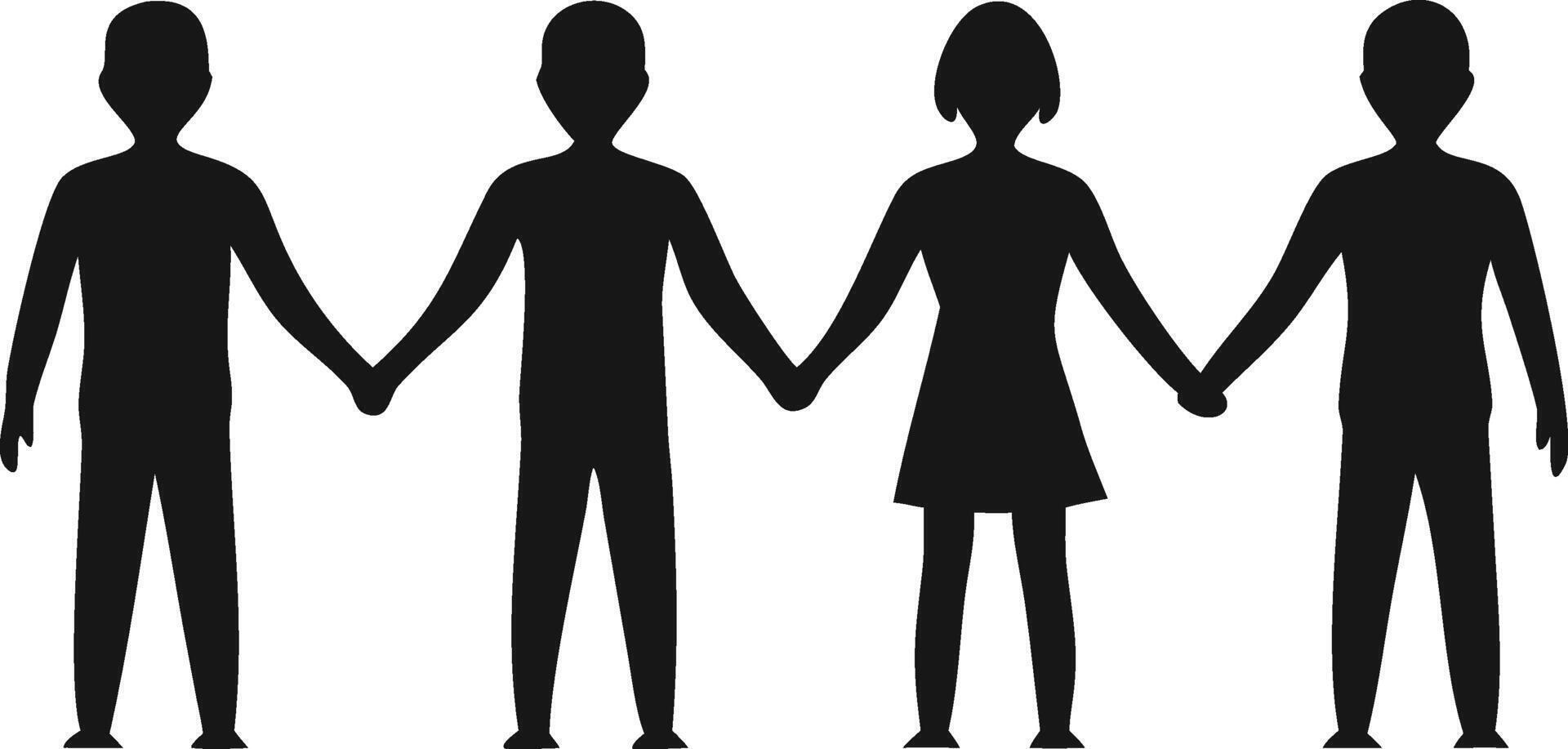 Silhouette People Holding Hands Together Unity vector