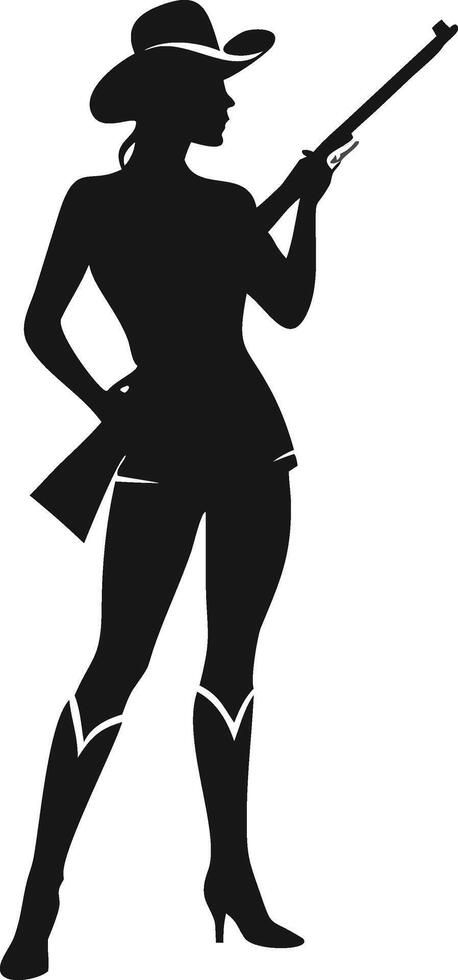 Silhouette Of A Cowgirl With A Rifle vector