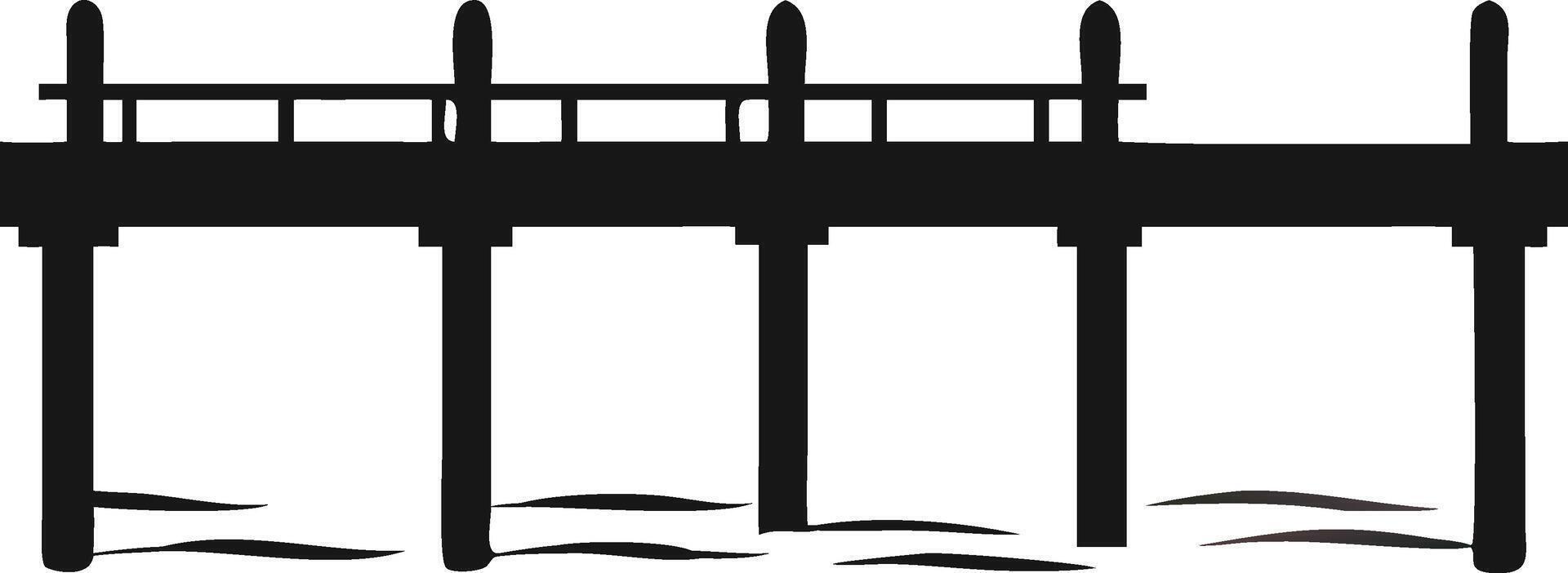 Silhouette Pier Against White Background Illustration vector