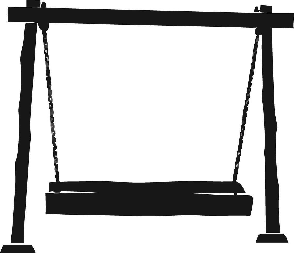 Silhouette Of A Wooden Swing Illustration vector