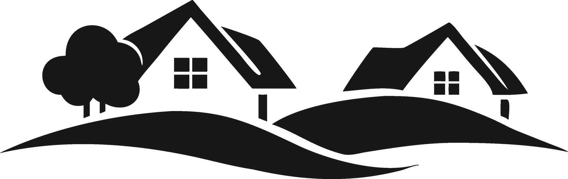 Simple Houses On Hills Icon vector