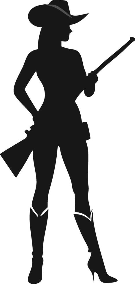Silhouette Of Cowgirl With Rifle In Stilettos vector