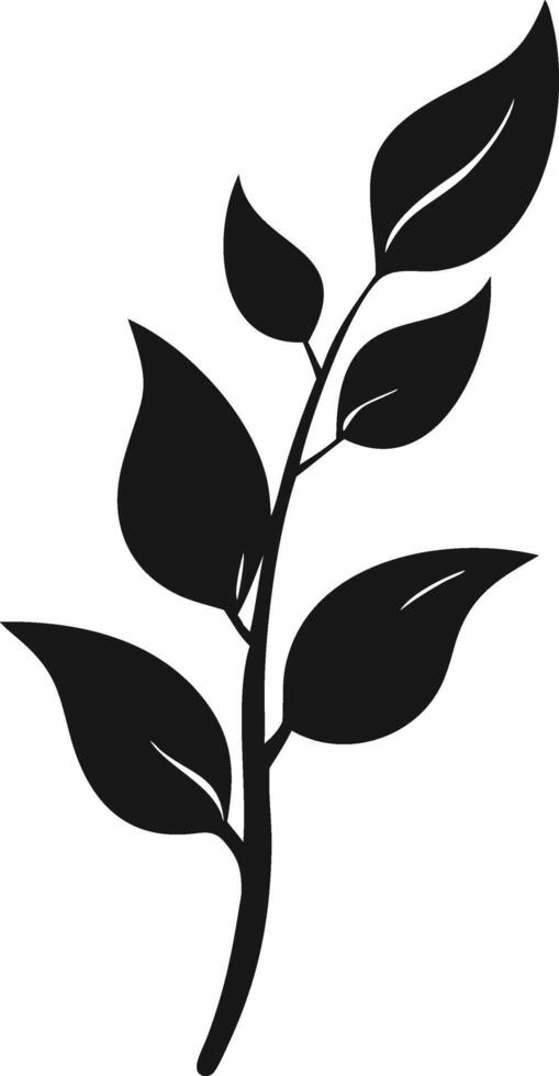 Simple Monochrome Branch With Leaves Illustration vector