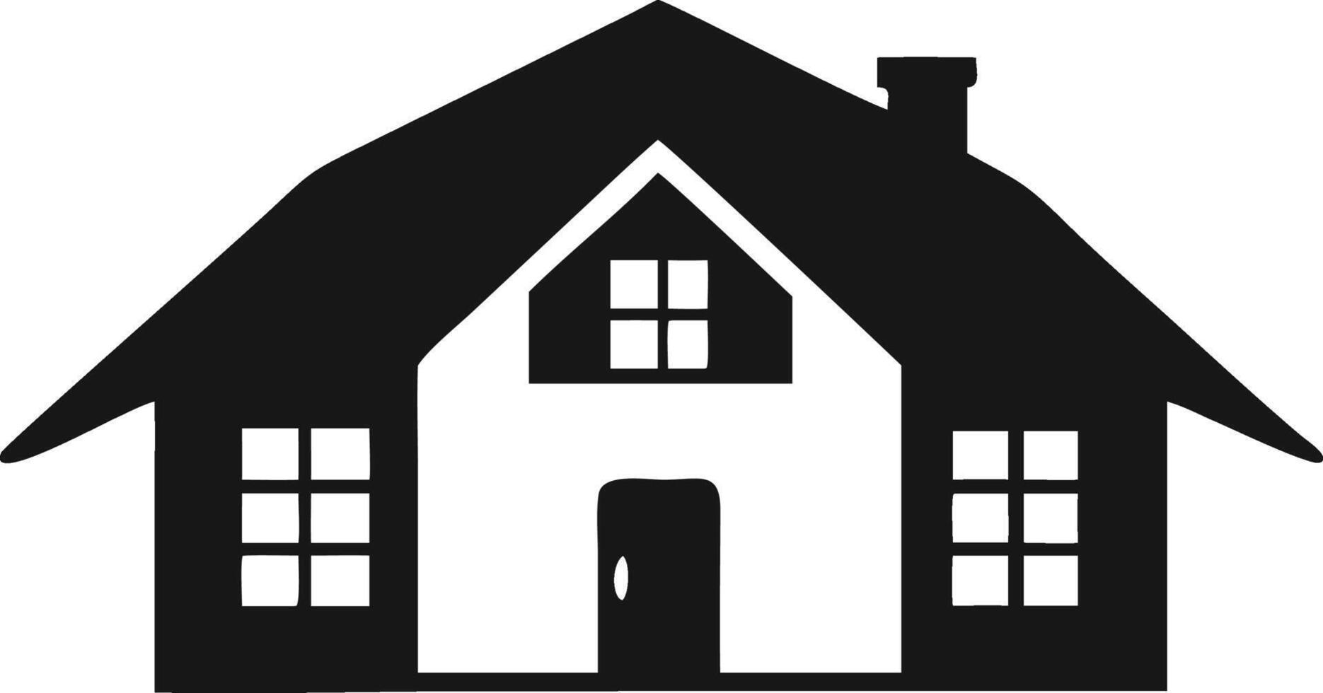 Simple Black And White House Illustration vector