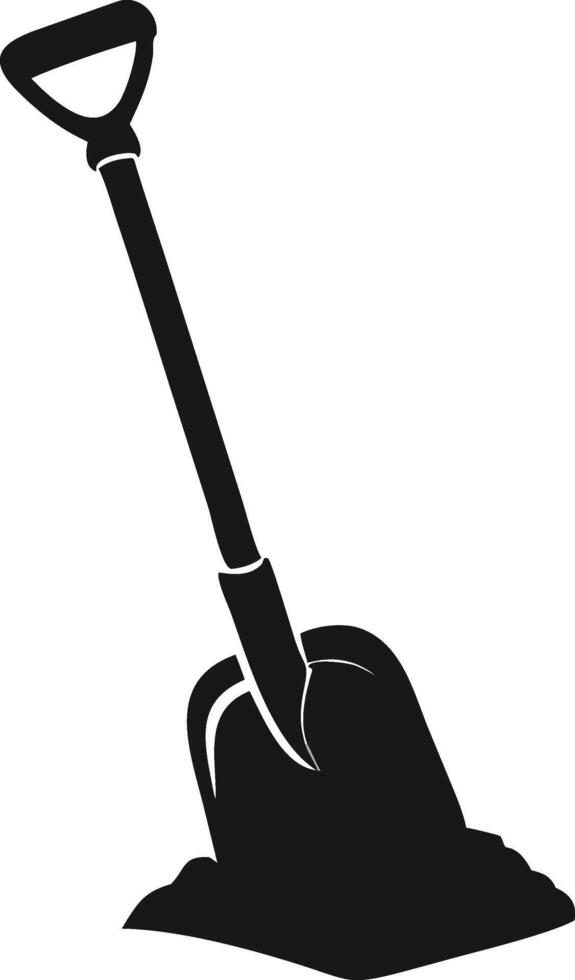 Silhouette Shovel In Soil Black And White vector