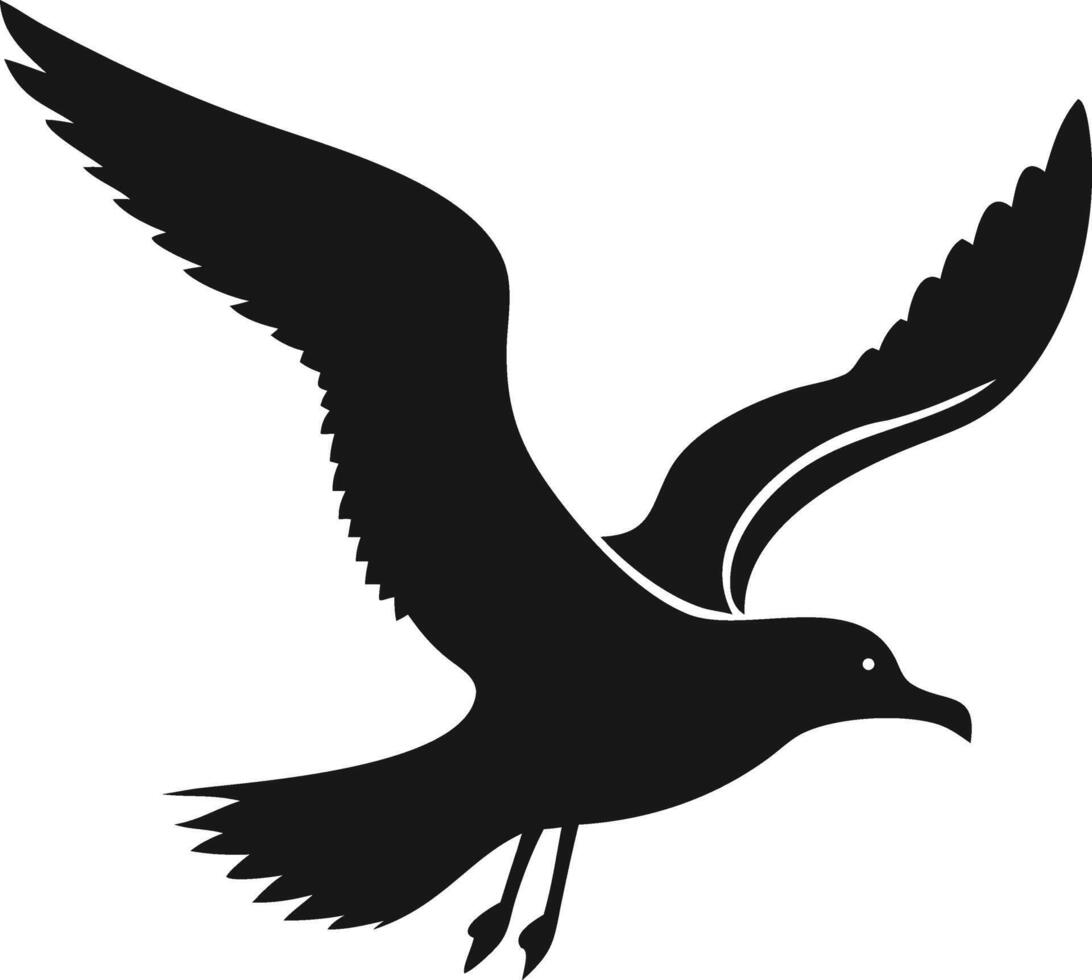 Simple Seagull Illustration Flying In Black vector