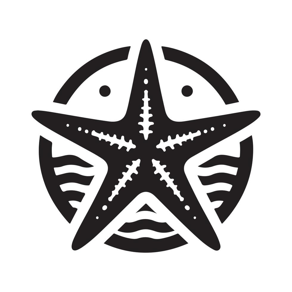 Creative Starfish Black Silhouette for Digital Projects vector