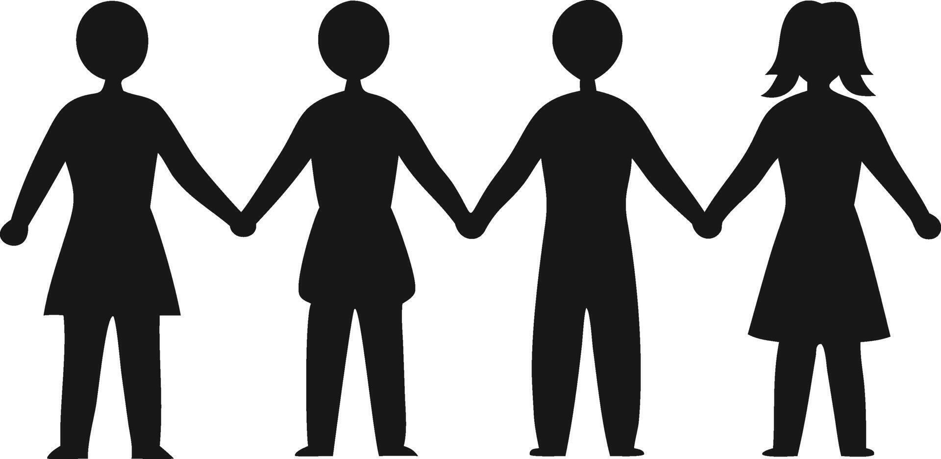 Silhouette Figures Standing Together Holding Hands vector