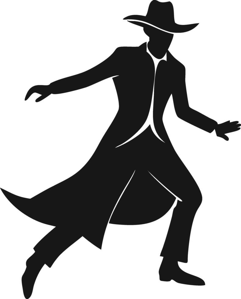 Shadowy Silhouette Man Performing Stage Dance vector