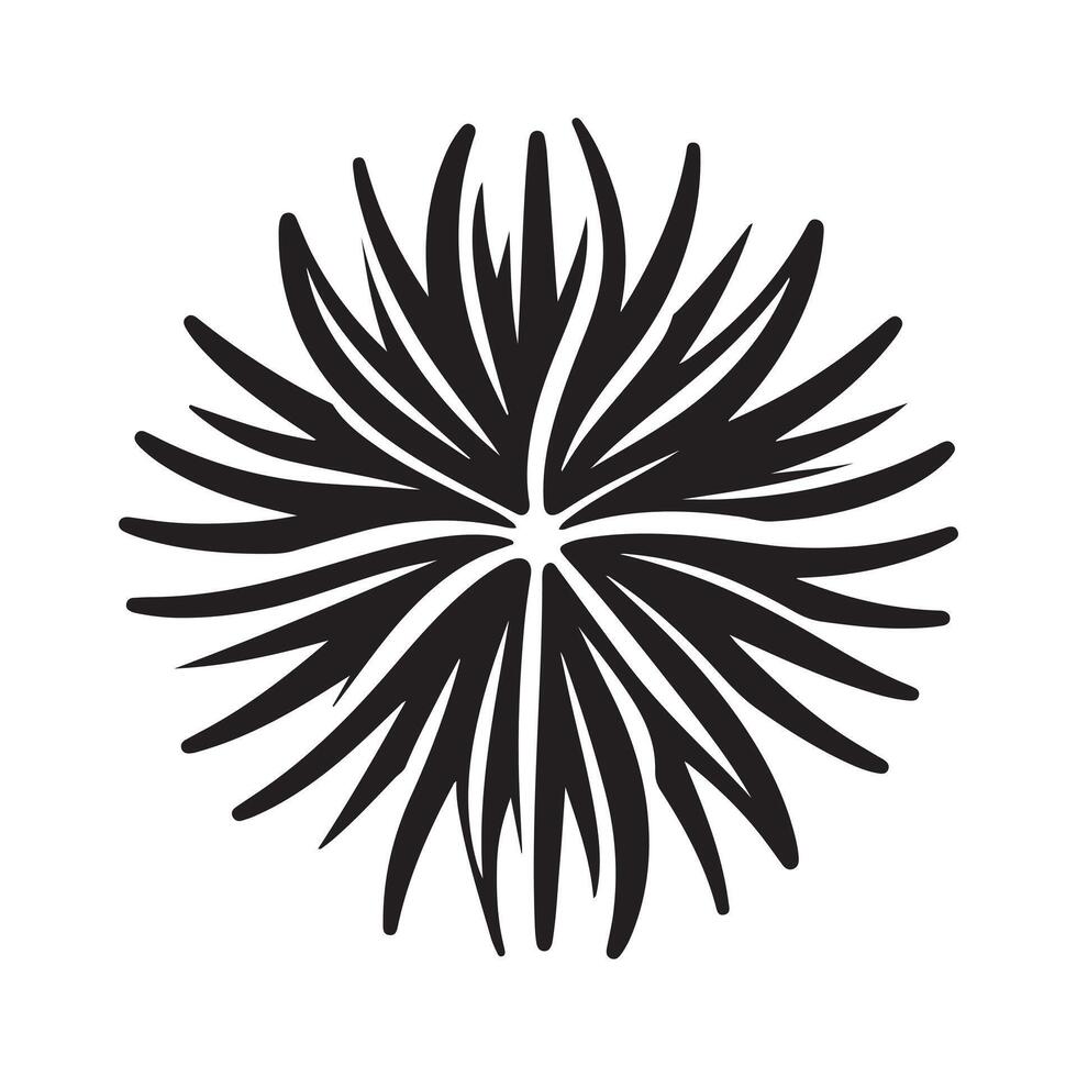 Clean and Minimal Sea Urchin Black Silhouette Art vector