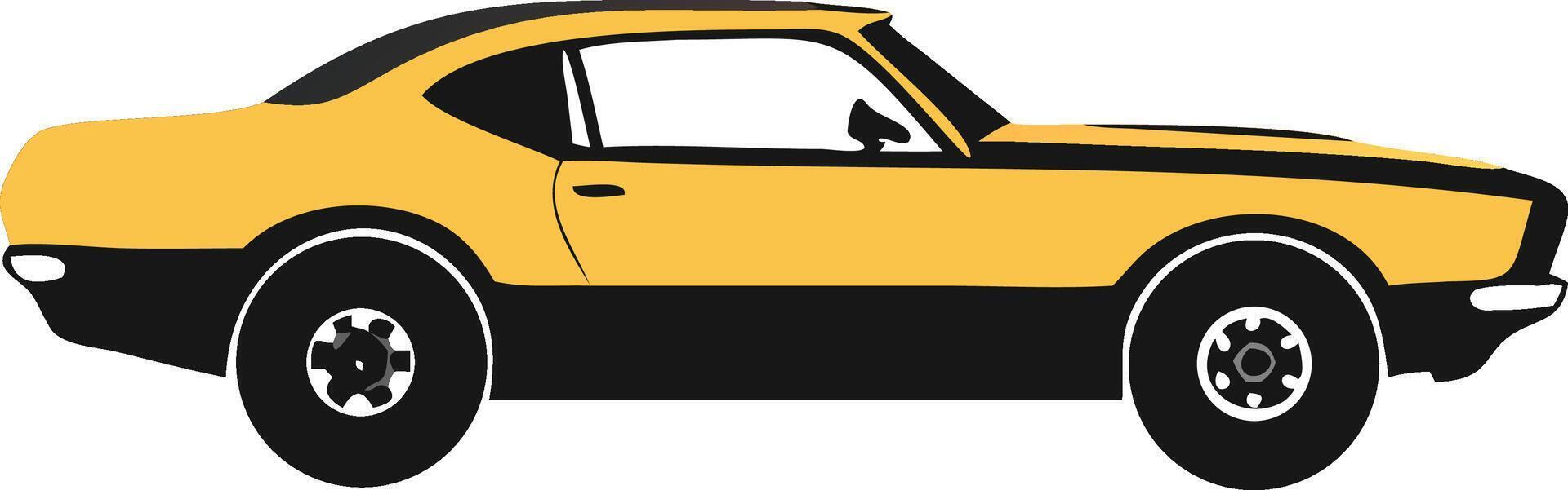 Yellow And Black Classic Muscle Car vector