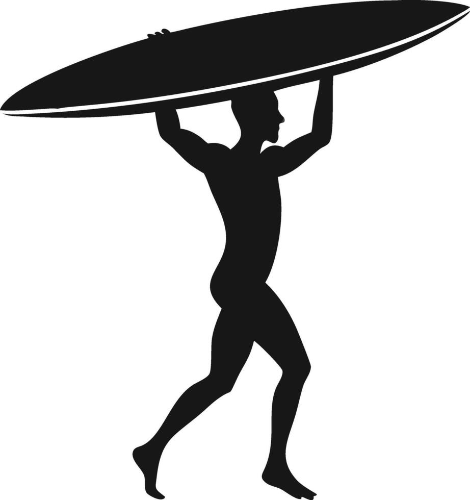 Surfer Carrying Surfboard Silhouette Illustration vector