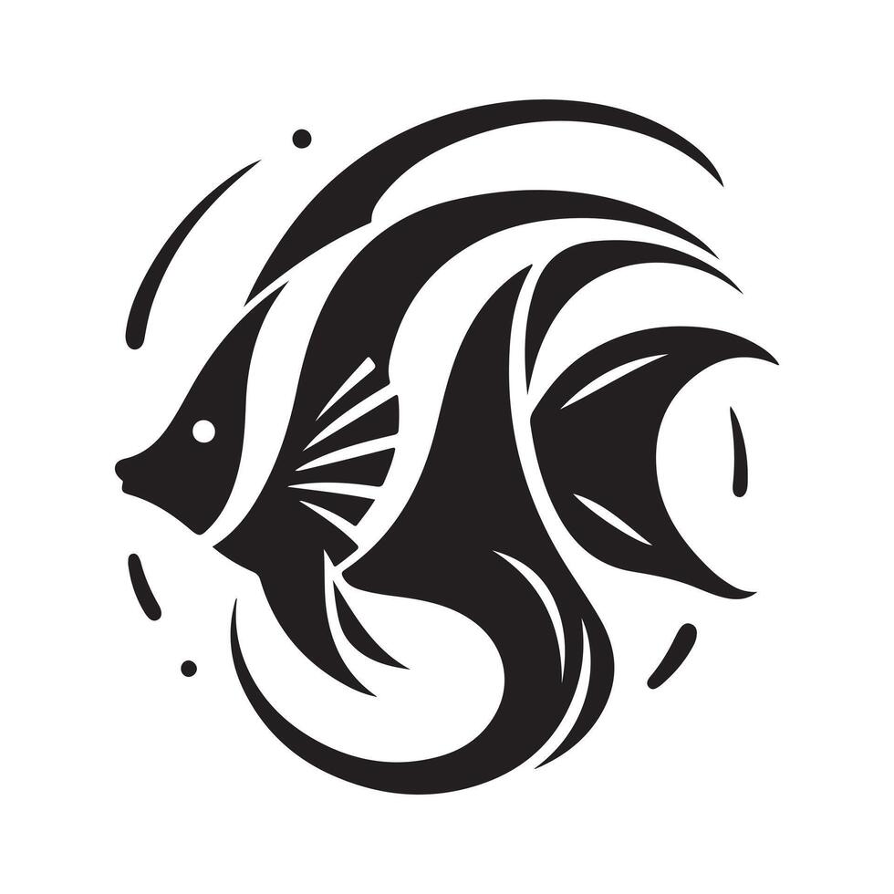 Moorish Idol Silhouette Black for Art Prints vector