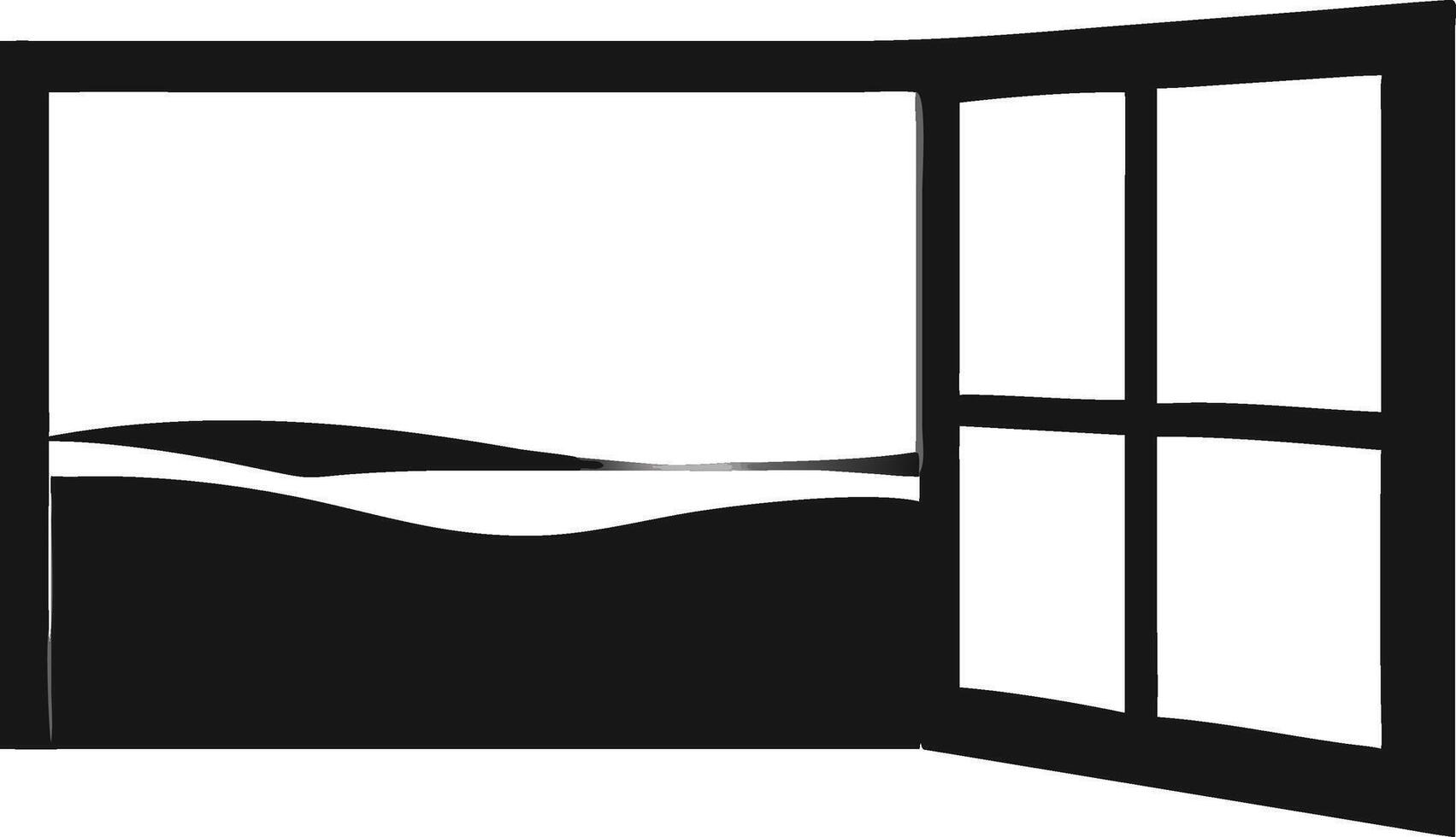 Window Silhouette Overlooking A Landscape Icon vector