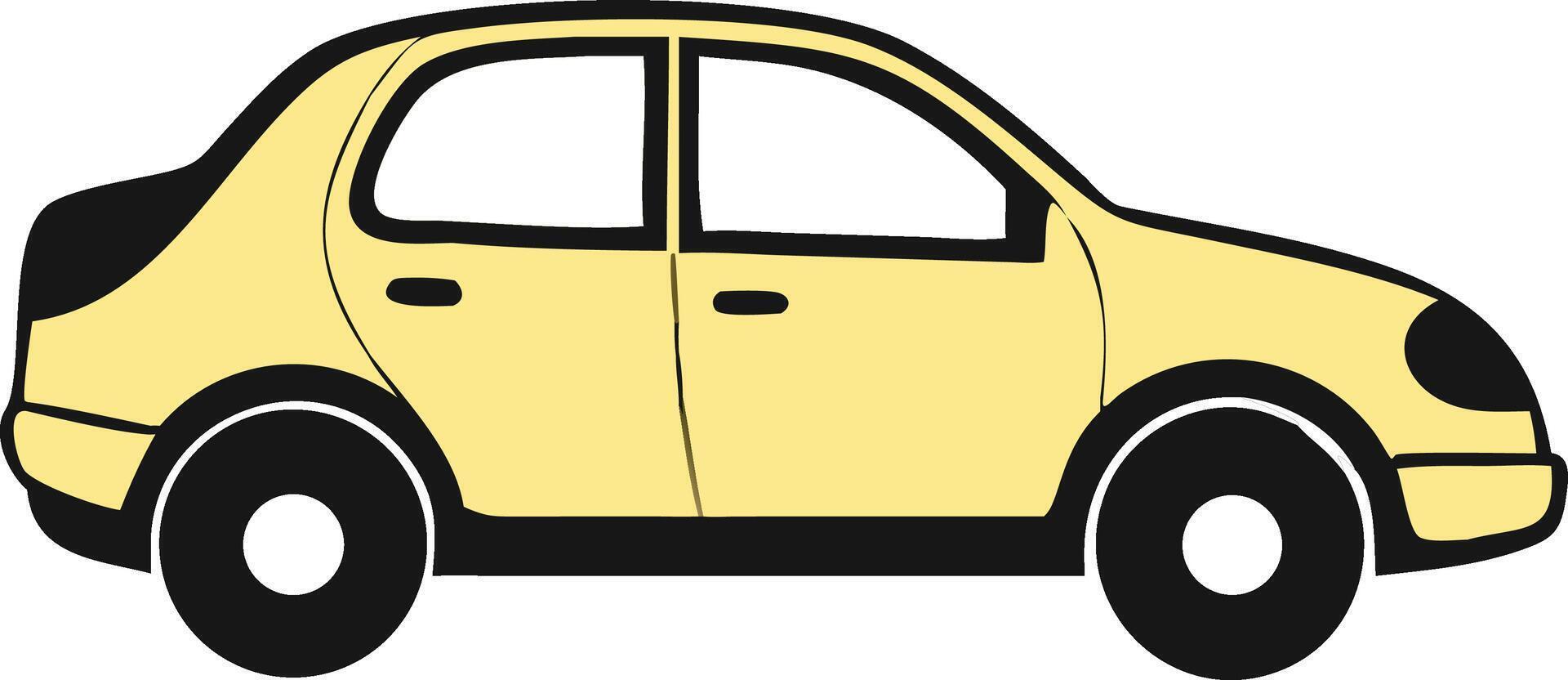 Yellow Car Illustration Simple Graphic Design vector