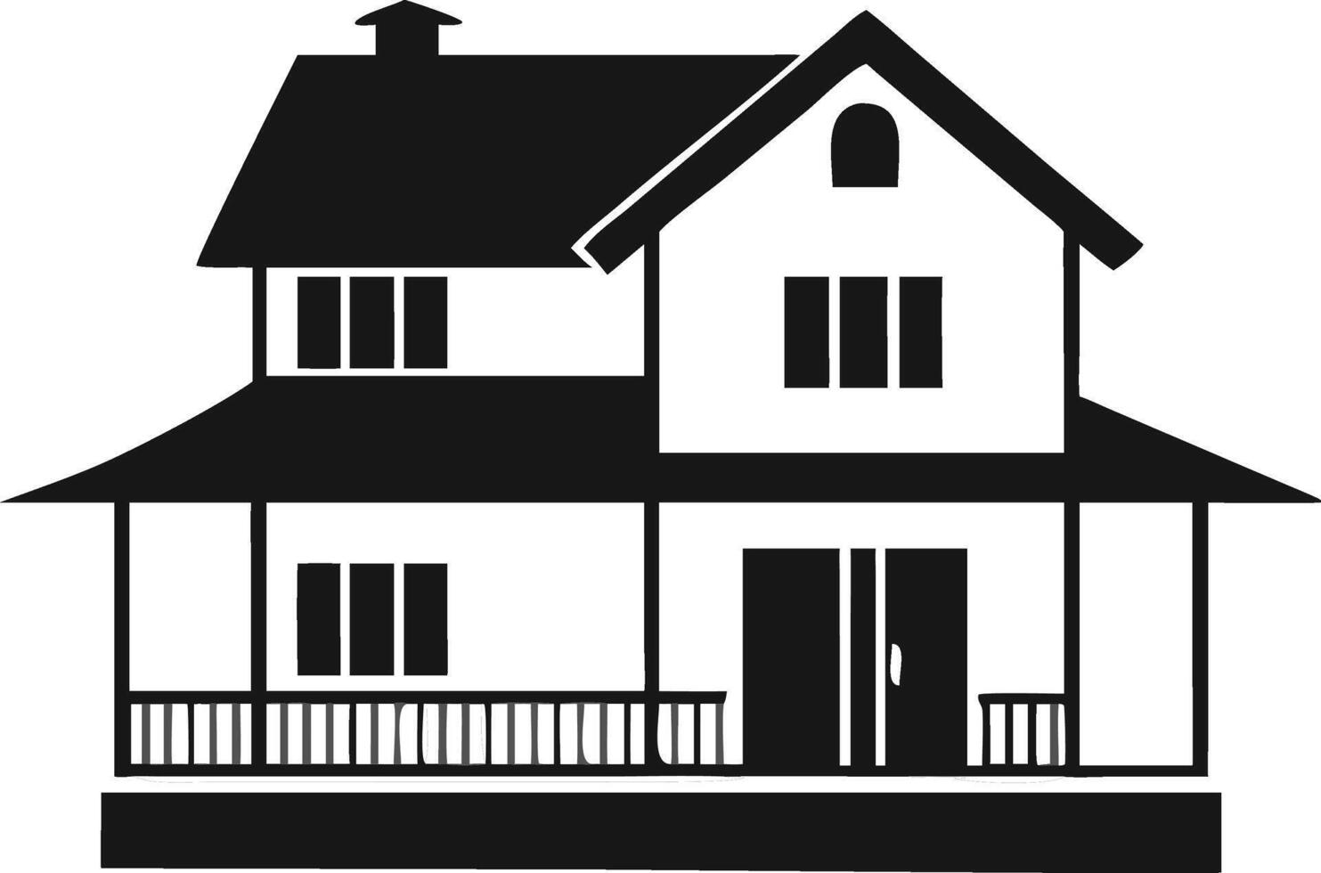 Two Story Home In Silhouette Design vector