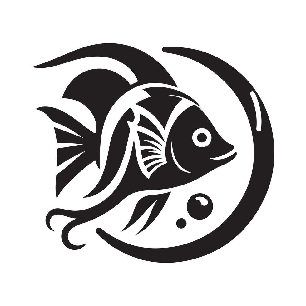 Minimalist Moorish Idol Black Silhouette Design vector