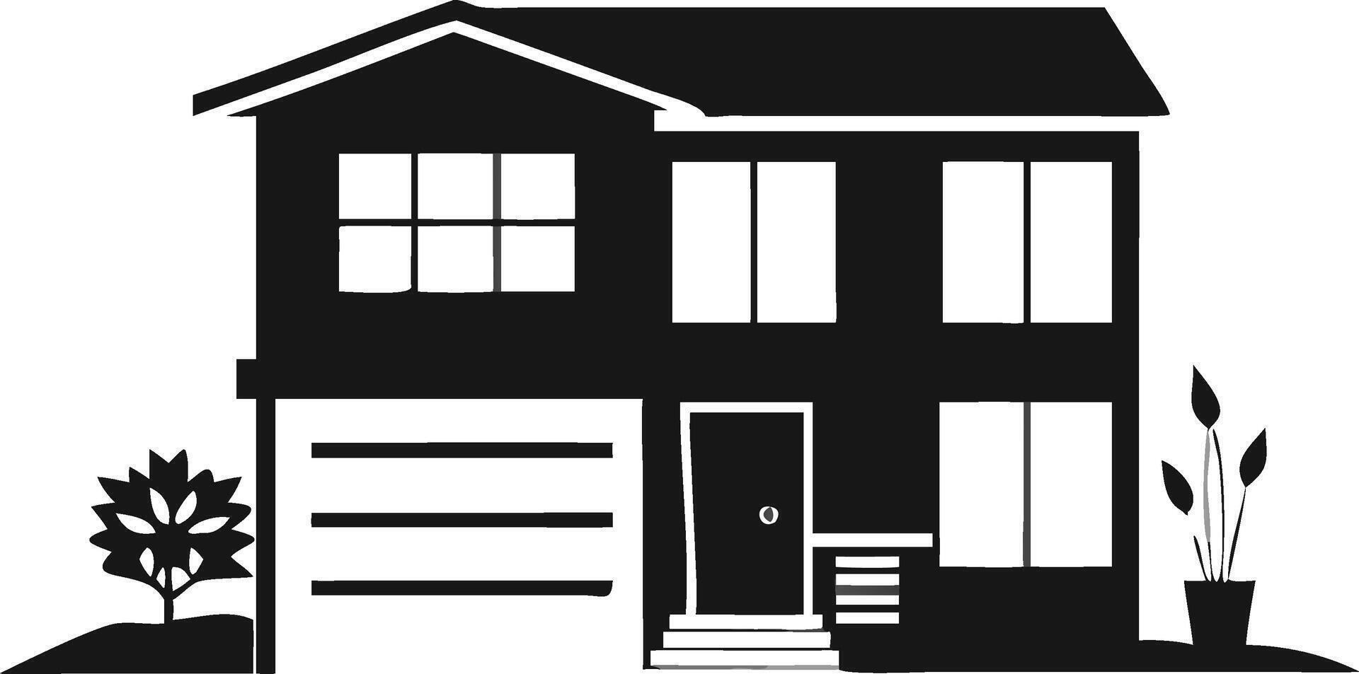 Two Story House Black And White vector