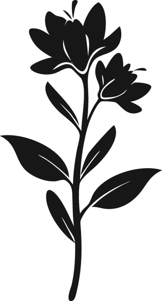 Two Flower Silhouette Elegant Design Art vector
