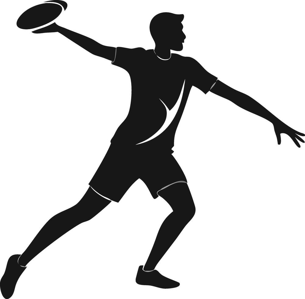 Ultimate Frisbee Player Silhouette Throwing Disc vector