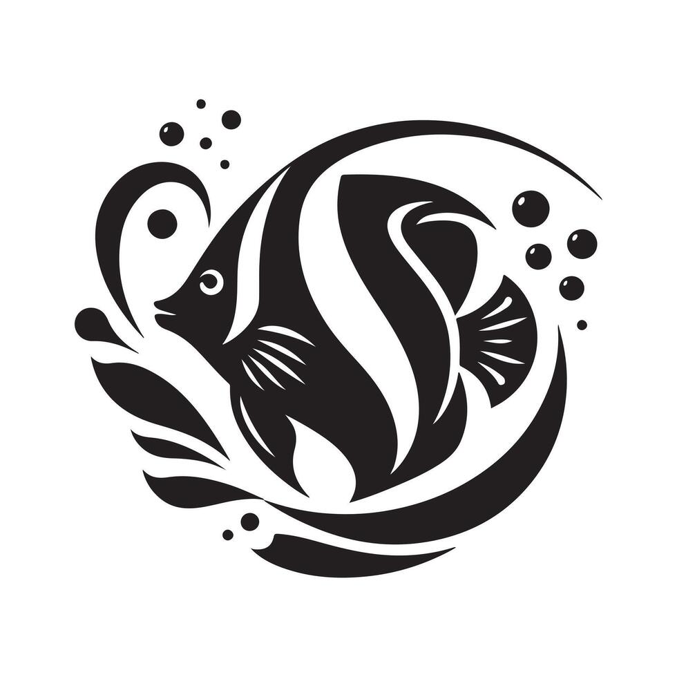 Moorish Idol Black Silhouette for Art and Design Projects vector