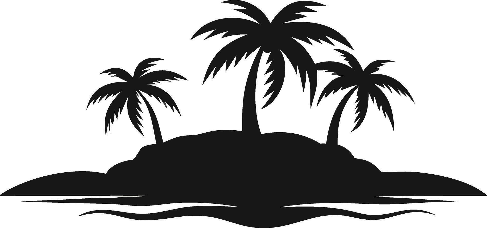 Tropical Island With Palm Trees Silhouette vector