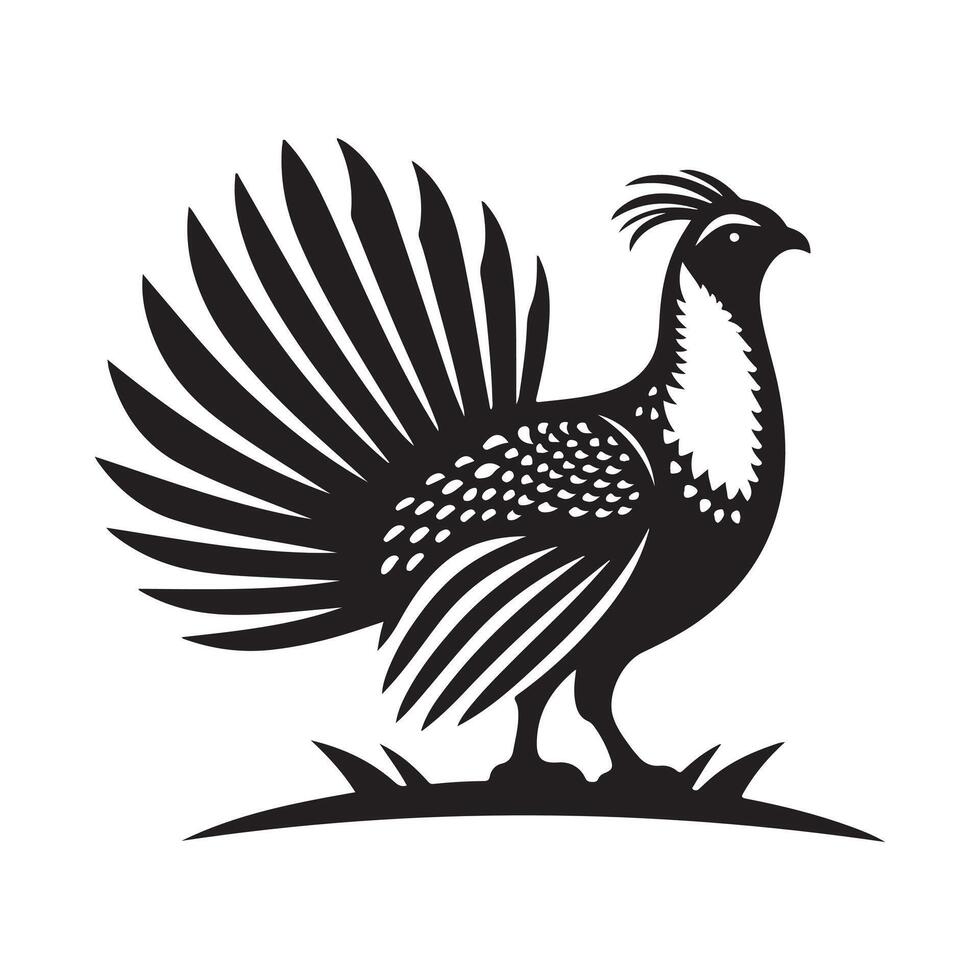 Greater Sagegrouse Black Silhouette for Commercial Use vector