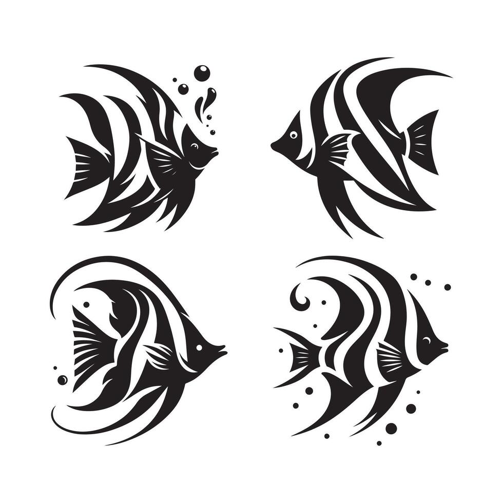Detailed Moorish Idol Silhouette for Professional Use vector