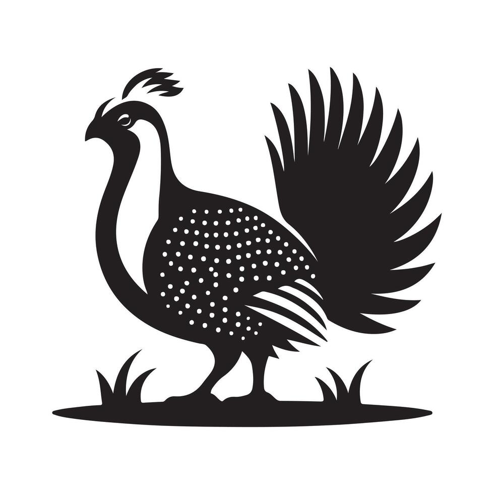 Art of Greater Sagegrouse Black Silhouette vector
