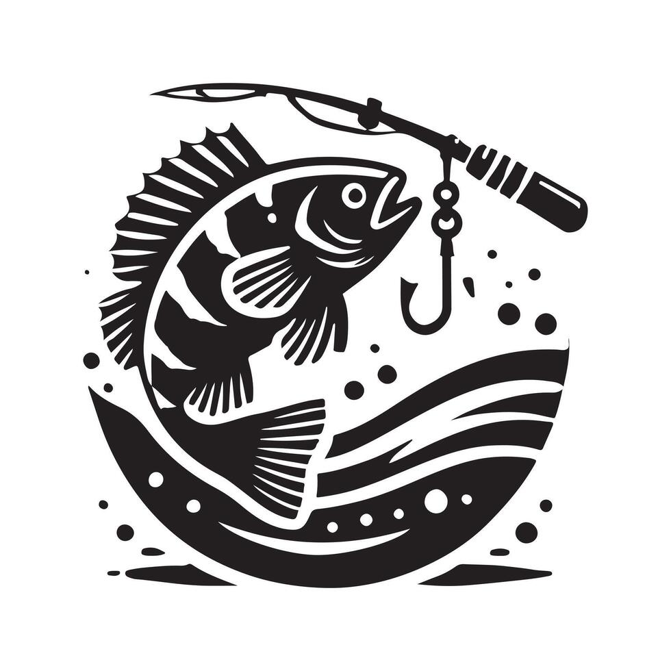 Climbing Perch Fish Silhouette for Digital Art Projects vector