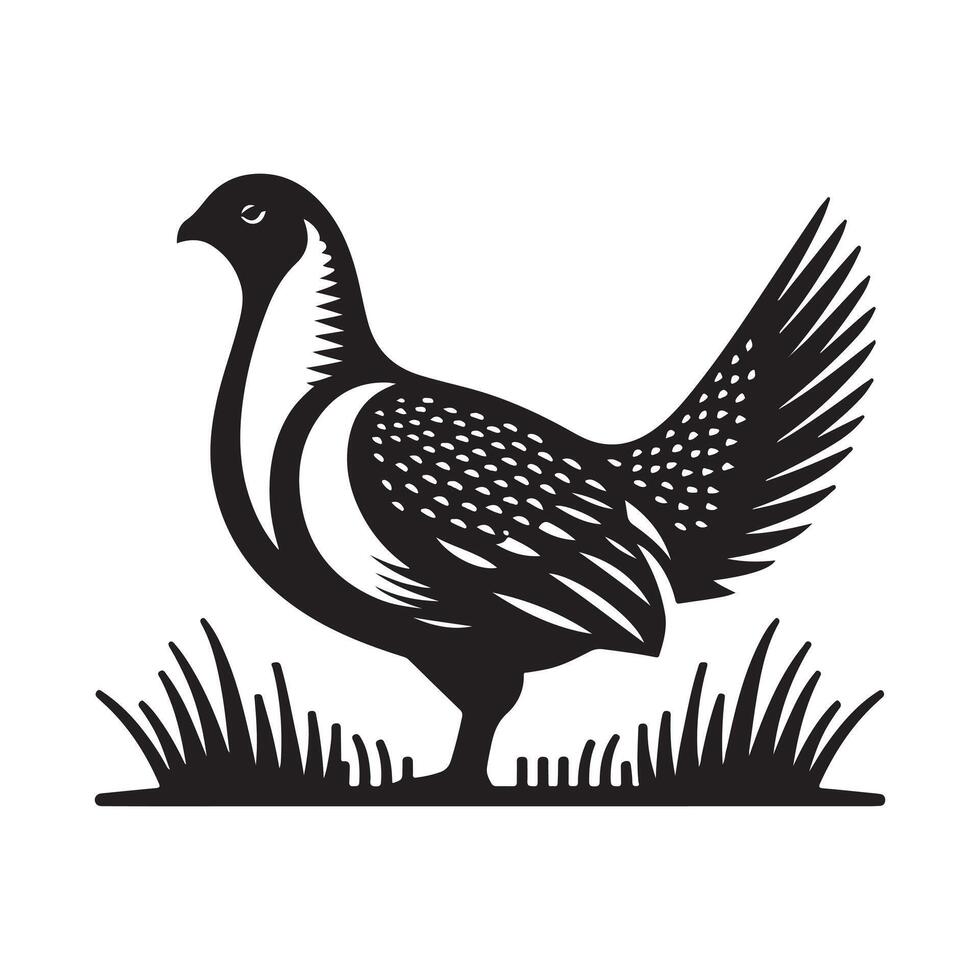 Greater Sagegrouse Silhouette Black for Web Elements vector