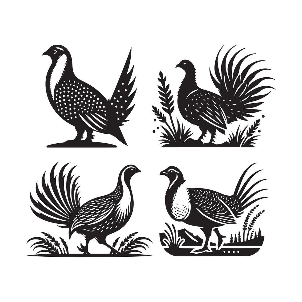 Stunning Greater Sagegrouse Black Silhouette for Visuals vector