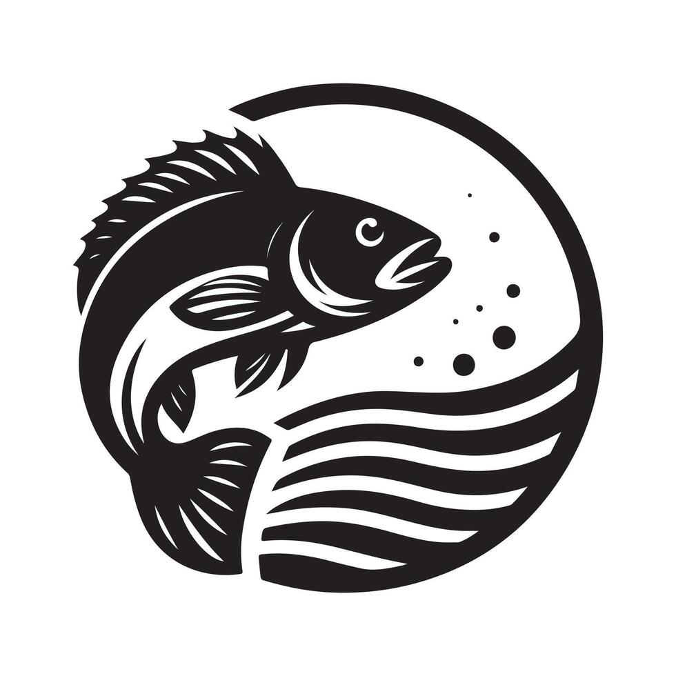 Black Climbing Perch Fish Silhouette for Creative Use vector