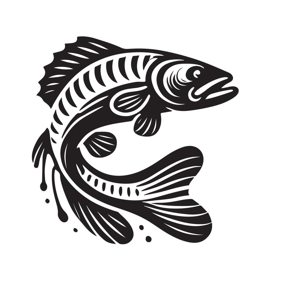 Simple Black Climbing Perch Fish Silhouette for Marketing vector