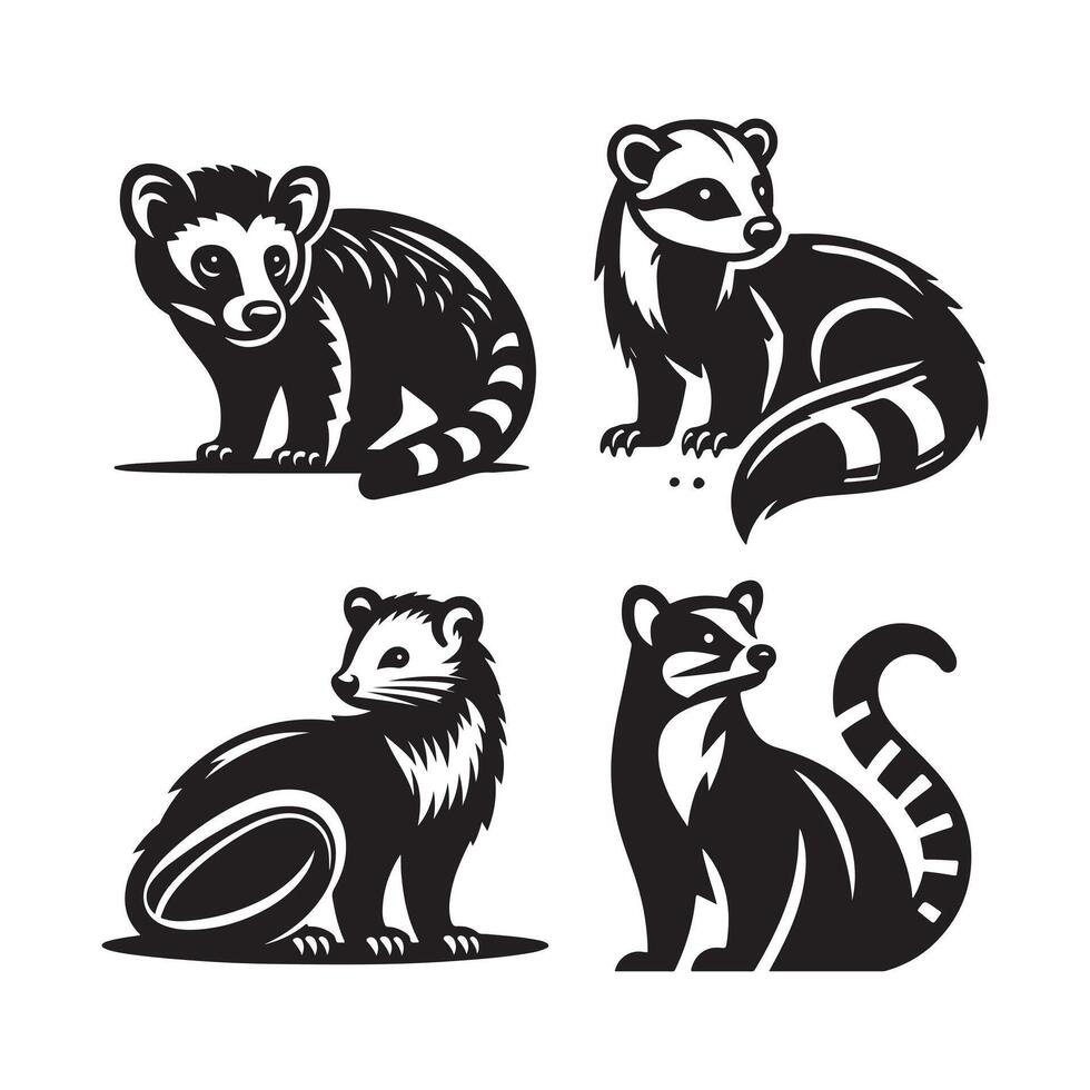 Clean and Minimal African Civet Black Silhouette Art vector