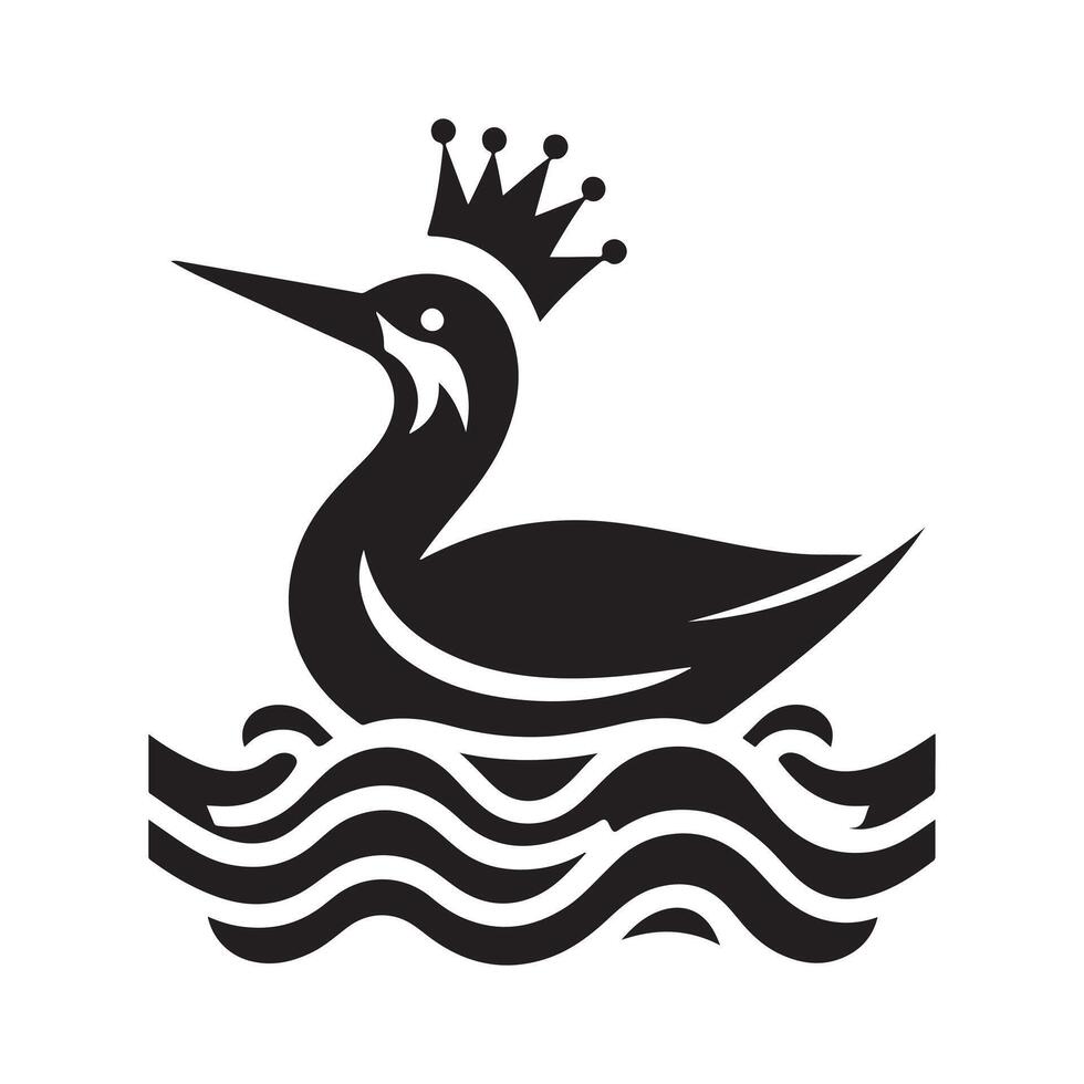 Clean and Minimal King Eider Black Silhouette Art vector