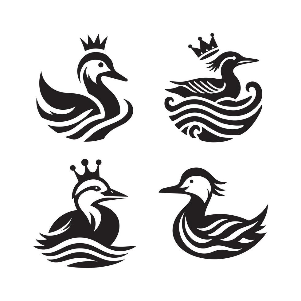 Unique Black King Eider Silhouette for Artistic Creations vector