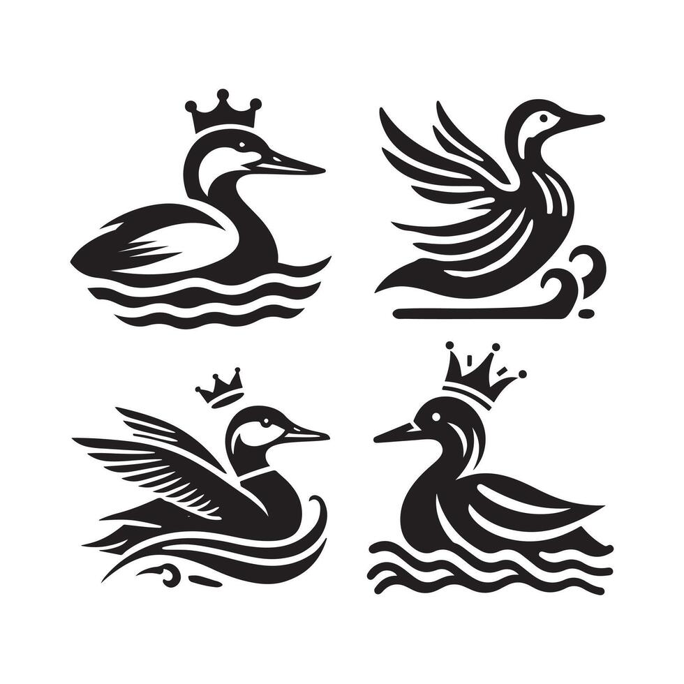 King Eider Silhouette Black for Nature Branding vector