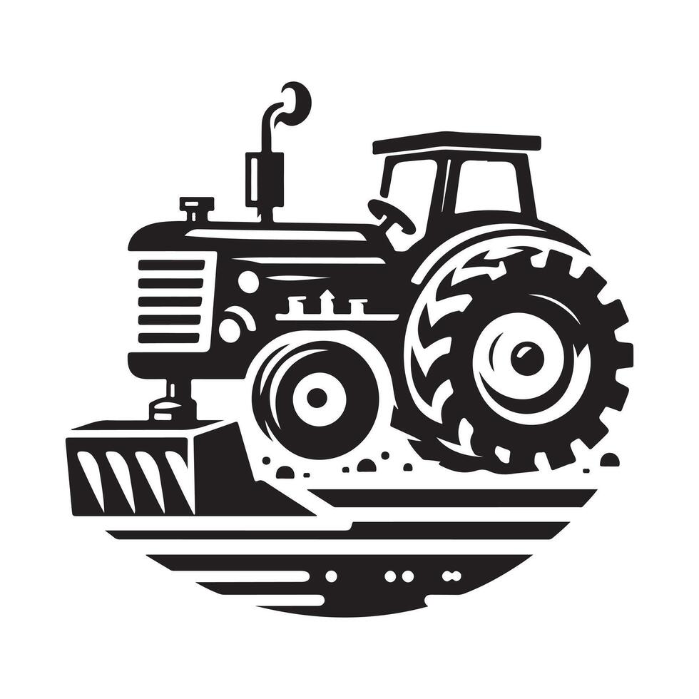 Stylish Farm Tractor Black Silhouette for Visual Projects vector
