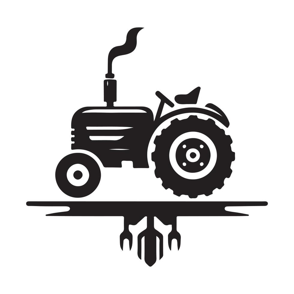 High-Quality Farm Tractor Black Silhouette for Advertising vector